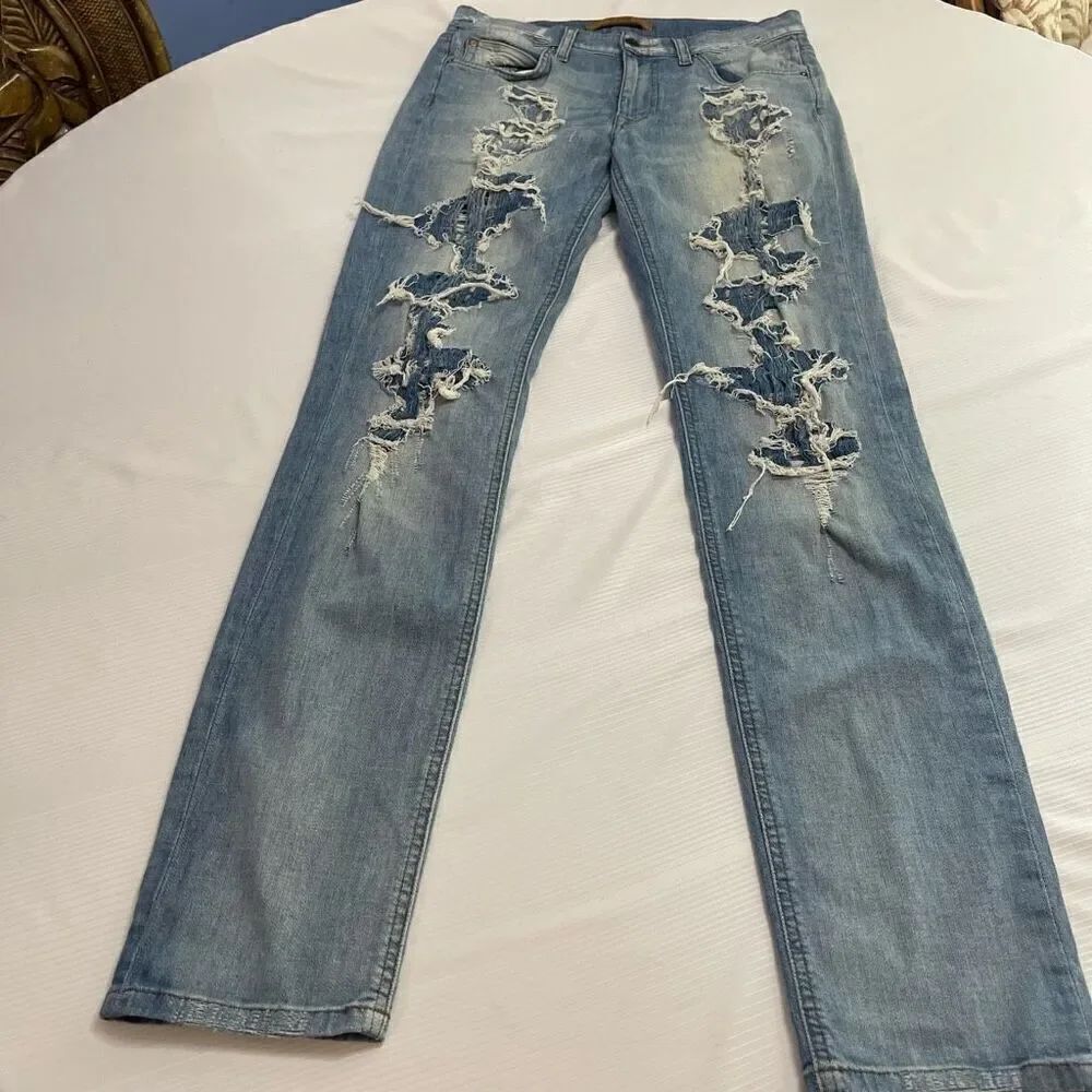 Joe’s Brixton Straight Narrow Destroyed Distressed Denim Jeans Size 30 X 34